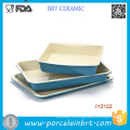 3PCS en gros bleu en céramique moule à gâteau Pan Set de batterie